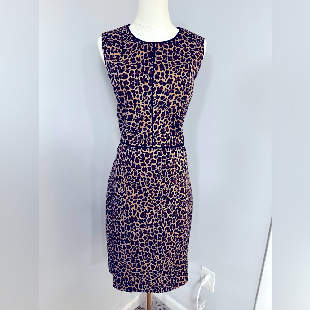 J.Crew Sheath dress in leopard bi-stretch cotton